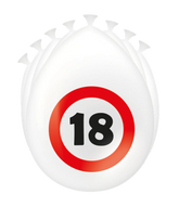 18 Jaar Ballonnen Verkeersbord 30cm